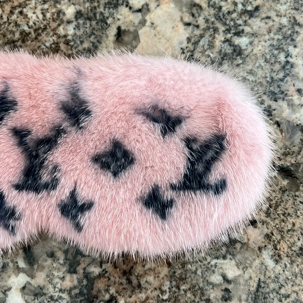 Louis Vuitton Pink Monogram Mink Sleeping Mask with COA